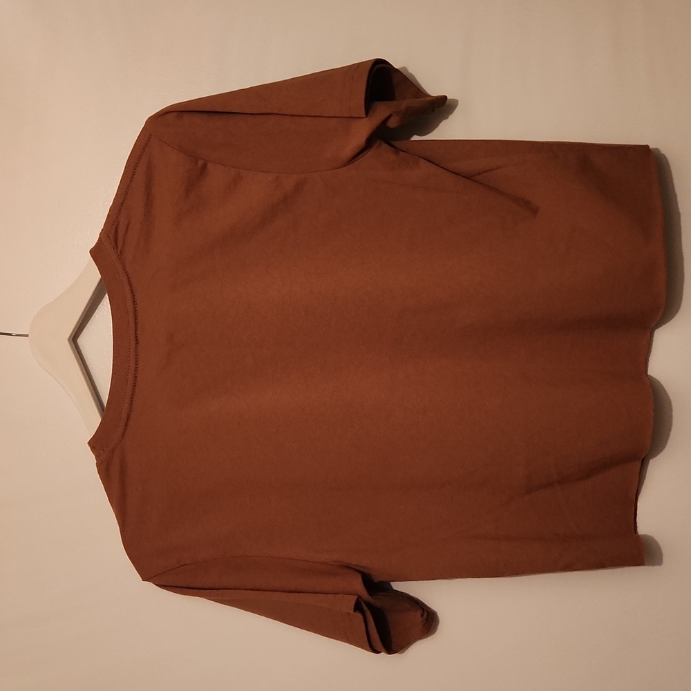 Barbie Crop Top Tee, size Small, Brown with Pink Glitter - Picture 3 of 3